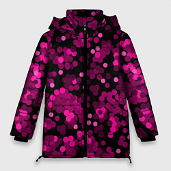 Куртка зимняя женская Красно розовые конфетти на черном, цвет: 3D-светло-серый