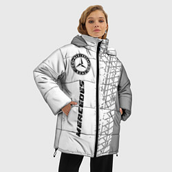 Куртка зимняя женская Mercedes speed на светлом фоне со следами шин: по-, цвет: 3D-черный — фото 2