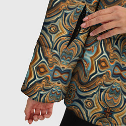 Куртка зимняя женская Коричневые разводы масляной краски, цвет: 3D-черный — фото 2