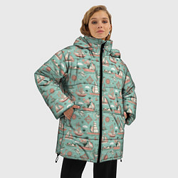 Куртка зимняя женская Парусники и корабли, цвет: 3D-черный — фото 2