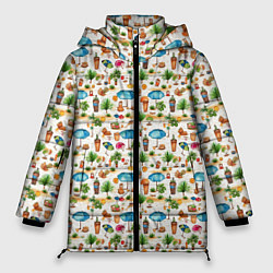 Куртка зимняя женская Пляжные зонты паттерн, цвет: 3D-светло-серый