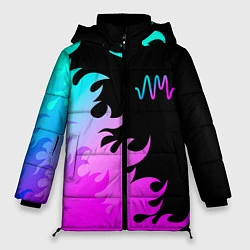 Куртка зимняя женская Arctic Monkeys неоновый огонь, цвет: 3D-черный