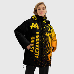 Куртка зимняя женская Asking Alexandria - gold gradient: по-вертикали, цвет: 3D-черный — фото 2