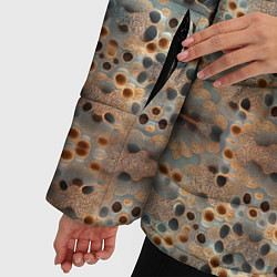 Куртка зимняя женская Ржавые абстрактные цветы в горошек, цвет: 3D-черный — фото 2