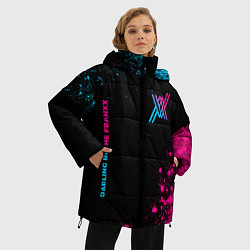 Куртка зимняя женская Darling in the FranXX - neon gradient: надпись, си, цвет: 3D-черный — фото 2