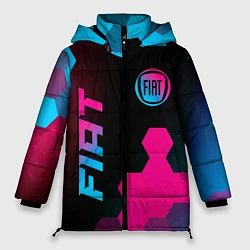 Куртка зимняя женская Fiat - neon gradient: надпись, символ, цвет: 3D-черный