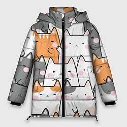 Куртка зимняя женская Семья котиков, цвет: 3D-черный