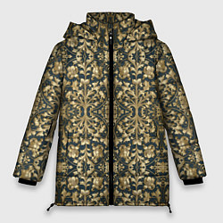 Куртка зимняя женская Объемный золотой цветочный узор, цвет: 3D-черный