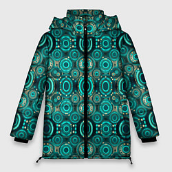 Куртка зимняя женская Светящиеся летающие тарелки, цвет: 3D-черный