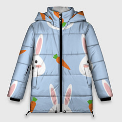 Куртка зимняя женская Зайчики и морковки, цвет: 3D-черный