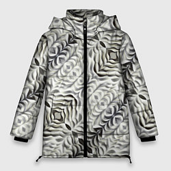 Куртка зимняя женская Черно-белые складки, цвет: 3D-светло-серый