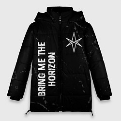 Куртка зимняя женская Bring Me the Horizon glitch на темном фоне: надпис, цвет: 3D-черный