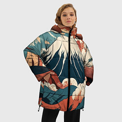 Куртка зимняя женская Ретро Фудзияма, цвет: 3D-светло-серый — фото 2