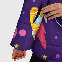 Куртка зимняя женская Космическая тема паттерн, цвет: 3D-черный — фото 2