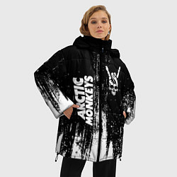 Куртка зимняя женская Arctic Monkeys и рок символ на темном фоне, цвет: 3D-черный — фото 2