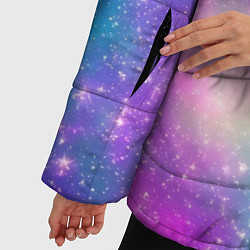 Куртка зимняя женская Яркий розово-голубой космос, цвет: 3D-светло-серый — фото 2