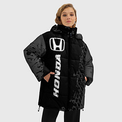 Куртка зимняя женская Honda speed на темном фоне со следами шин: по-верт, цвет: 3D-черный — фото 2