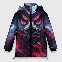 Куртка зимняя женская Сова взгляд краска, цвет: 3D-черный