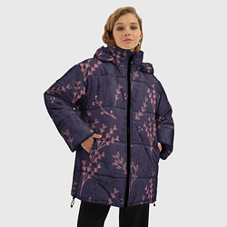Куртка зимняя женская Розовые веточки, цвет: 3D-черный — фото 2