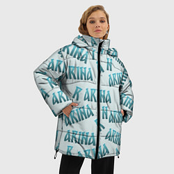 Куртка зимняя женская Арина - текст паттерн, цвет: 3D-черный — фото 2