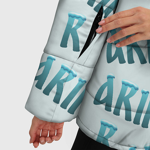 Женская зимняя куртка Арина - текст паттерн / 3D-Светло-серый – фото 5