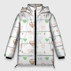 Куртка зимняя женская Cute hearts, цвет: 3D-черный