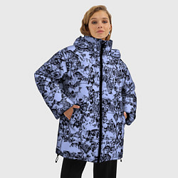 Куртка зимняя женская Цветочный принт сиреневый, цвет: 3D-черный — фото 2