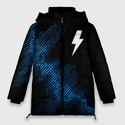 Куртка зимняя женская AC DC звуковая волна, цвет: 3D-черный