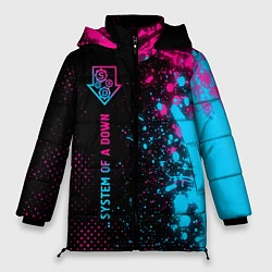 Куртка зимняя женская System of a Down - neon gradient: по-вертикали, цвет: 3D-черный