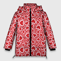 Куртка зимняя женская Любовь - сердечки, цвет: 3D-черный