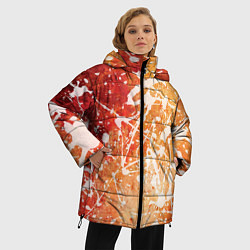 Куртка зимняя женская Текстура - White on orange, цвет: 3D-красный — фото 2