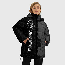 Куртка зимняя женская Elden Ring glitch на темном фоне: по-вертикали, цвет: 3D-черный — фото 2