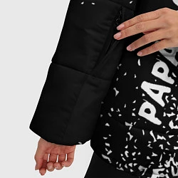 Куртка зимняя женская Papa Roach и рок символ на темном фоне, цвет: 3D-черный — фото 2