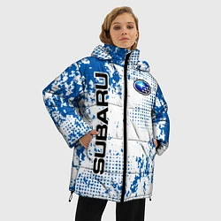 Куртка зимняя женская Subaru blue logo, цвет: 3D-черный — фото 2