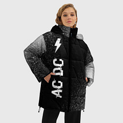 Куртка зимняя женская AC DC glitch на темном фоне: по-вертикали, цвет: 3D-черный — фото 2