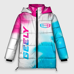 Куртка зимняя женская Geely neon gradient style: надпись, символ, цвет: 3D-черный