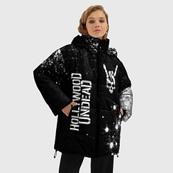 Куртка зимняя женская Hollywood Undead и рок символ на темном фоне, цвет: 3D-черный — фото 2