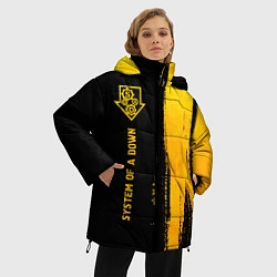 Куртка зимняя женская System of a Down - gold gradient: по-вертикали, цвет: 3D-черный — фото 2