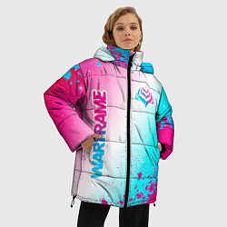 Куртка зимняя женская Warframe neon gradient style: надпись, символ, цвет: 3D-черный — фото 2