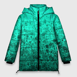 Куртка зимняя женская Абстракция аквамарин, цвет: 3D-черный