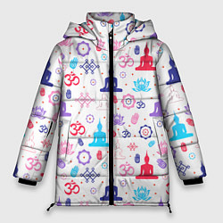 Куртка зимняя женская Медитация - символика, цвет: 3D-светло-серый