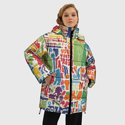 Куртка зимняя женская Красочные каракули, цвет: 3D-красный — фото 2