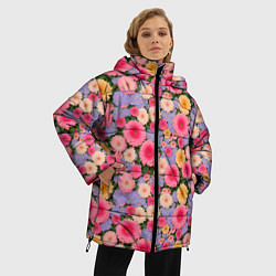 Куртка зимняя женская Узор цветами, цвет: 3D-черный — фото 2