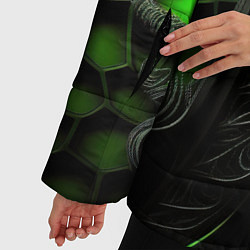 Куртка зимняя женская Green black abstract, цвет: 3D-светло-серый — фото 2