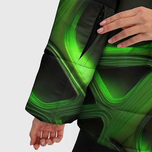 Женская зимняя куртка Объемные зеленые соты / 3D-Светло-серый – фото 5