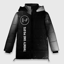 Куртка зимняя женская Twenty One Pilots glitch на темном фоне: по-вертик, цвет: 3D-черный