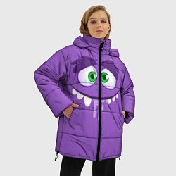Куртка зимняя женская Глупое лицо монстра, цвет: 3D-черный — фото 2