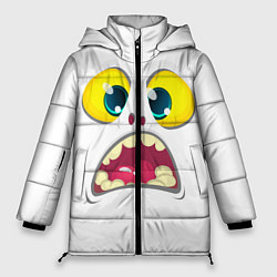 Куртка зимняя женская Симпатичное мультяшное лицо монстра, цвет: 3D-черный