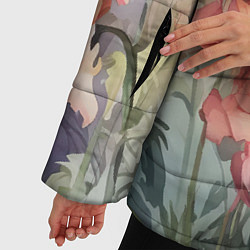 Куртка зимняя женская Акварельные лилии, цвет: 3D-черный — фото 2