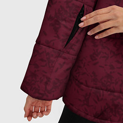 Куртка зимняя женская Текстура тёмно-красный, цвет: 3D-черный — фото 2